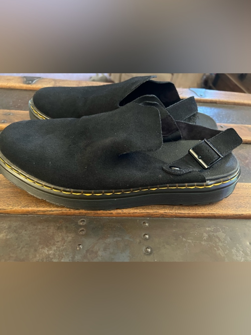 Dr Martens Men's Black Suede Backstrap Slip-On Shoes